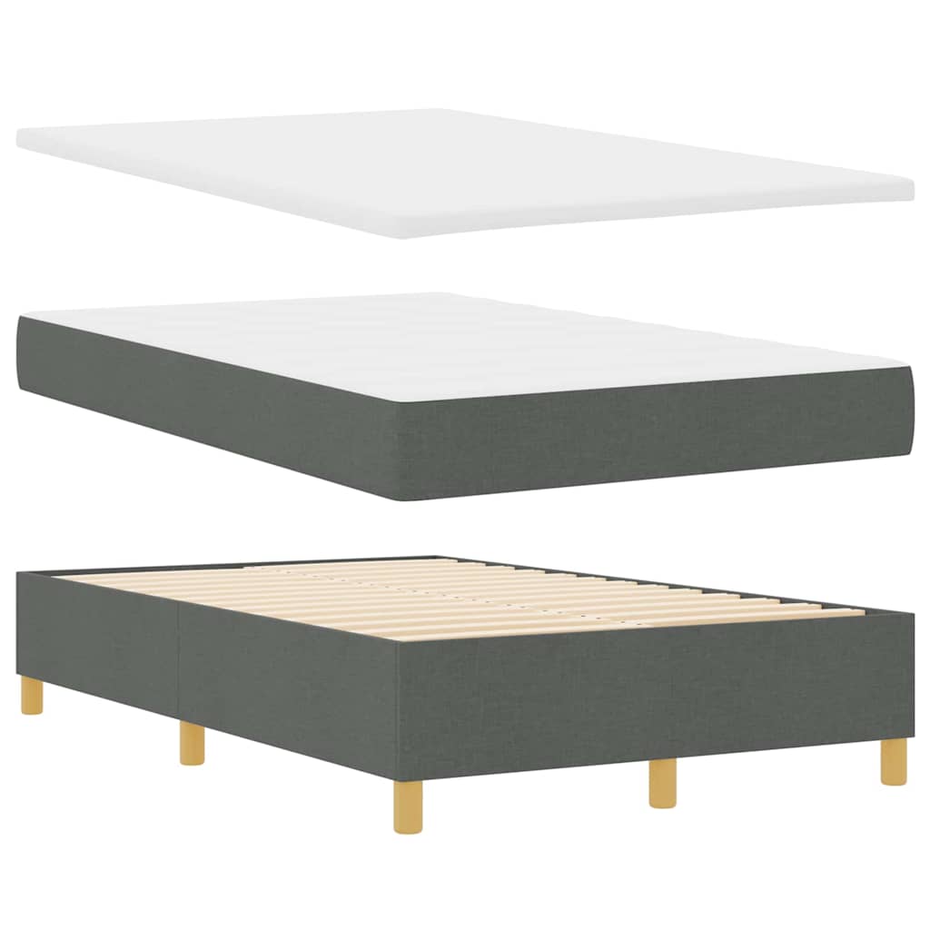 Boxrugós ágy matracmal Sötétszürke 120 x 200 cm szövet