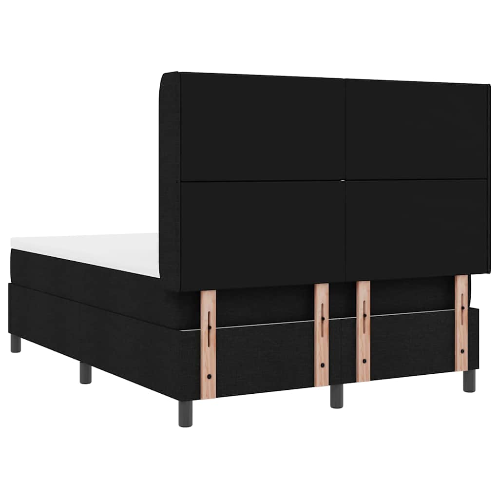 Boxrugós ágy matracmal fejtámlával Fekete 140 x 190 cm szövet
