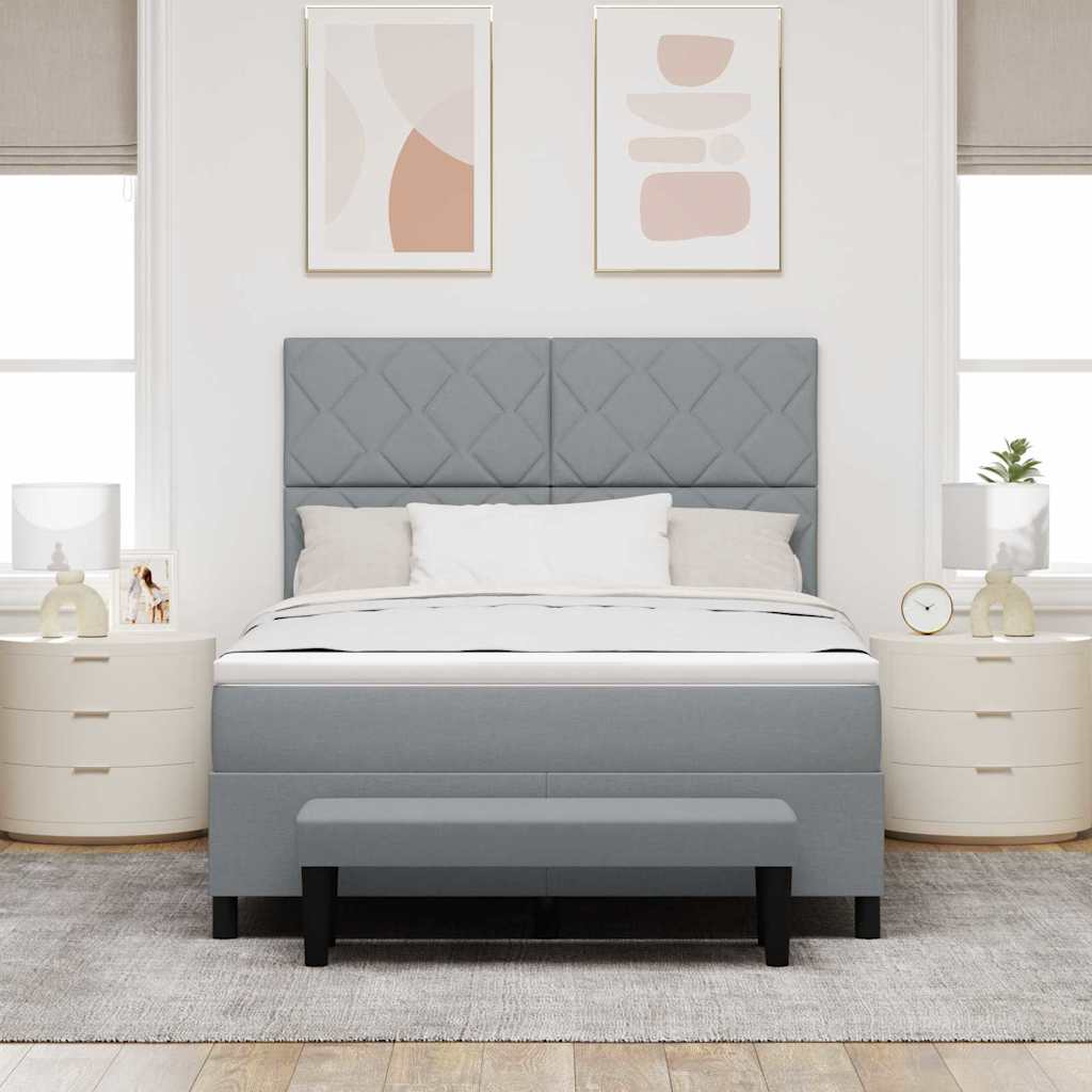 Boxrugós ágy matracmal Világosszürke 140 x 190 cm szövet