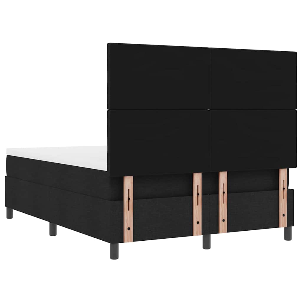 Boxrugós ágy matracmal fejtámlával Fekete 140 x 190 cm szövet