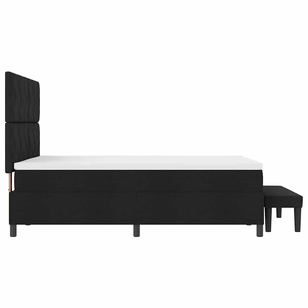 Boxrugós ágy matracmal fejtámlával Fekete 140 x 190 cm szövet