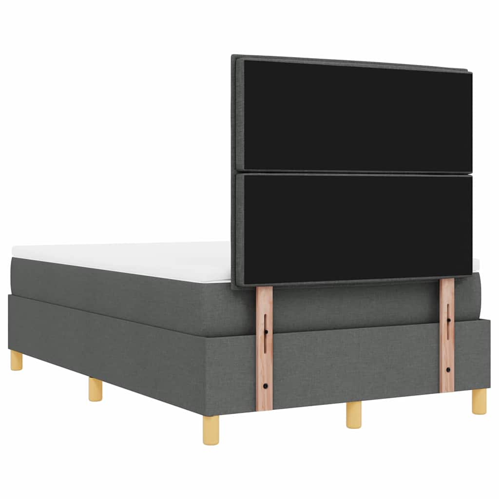 Boxrugós ágy matracmal Sötétszürke 120 x 200 cm szövet