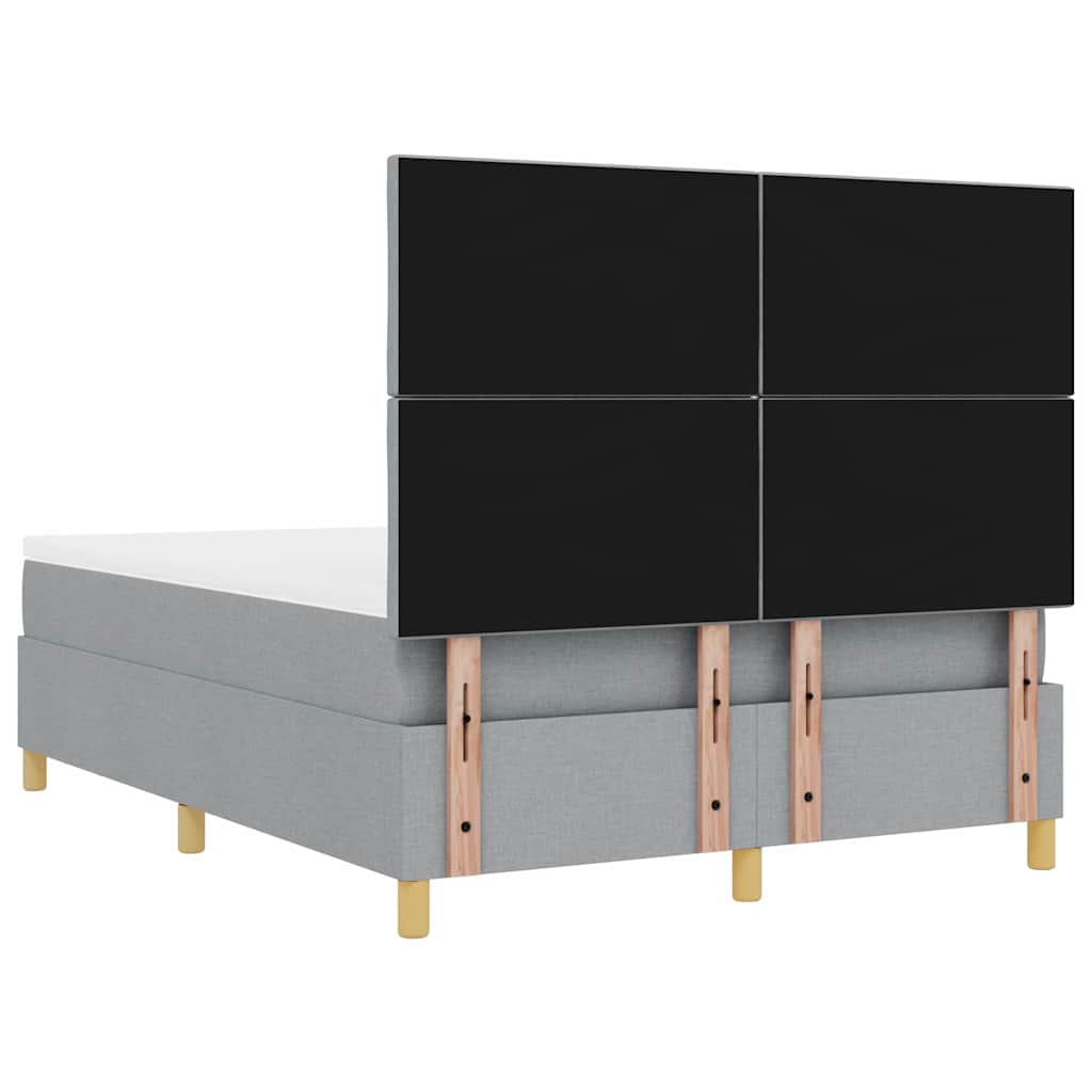 Boxrugós ágy matracmal Világosszürke 140 x 190 cm szövet