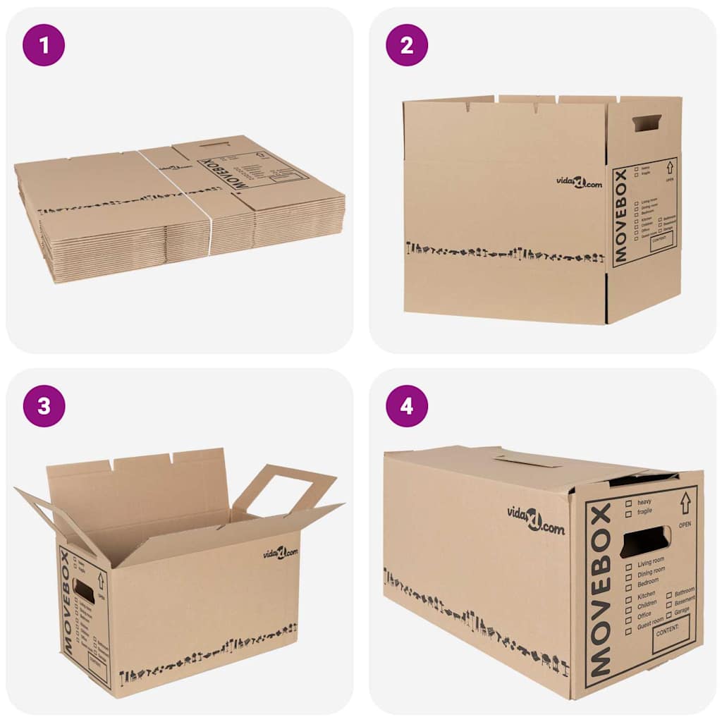 Költöző Doboz tárolóval 20 pcs Barna 59 x 31.5 x 31.5 cm Karton