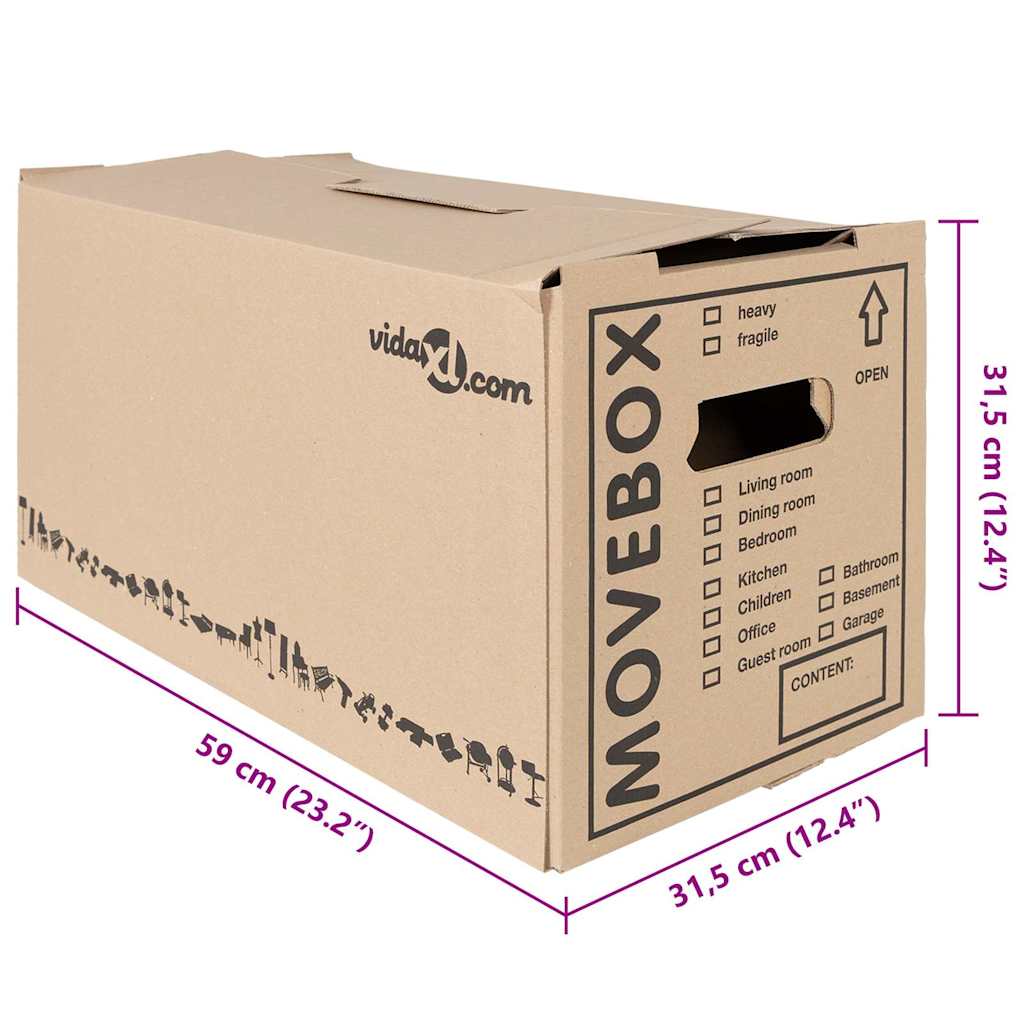 Költöző Doboz tárolóval 20 pcs Barna 59 x 31.5 x 31.5 cm Karton
