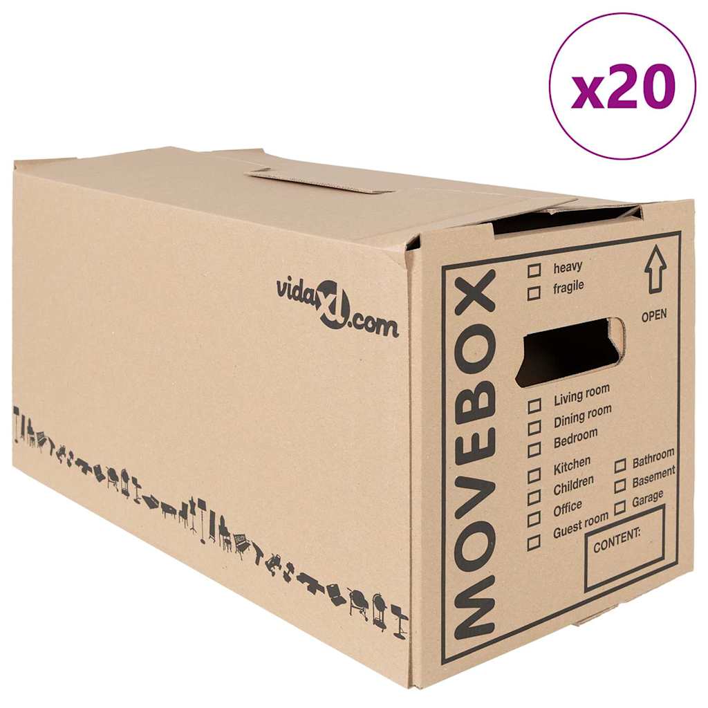 Költöző Doboz tárolóval 20 pcs Barna 59 x 31.5 x 31.5 cm Karton