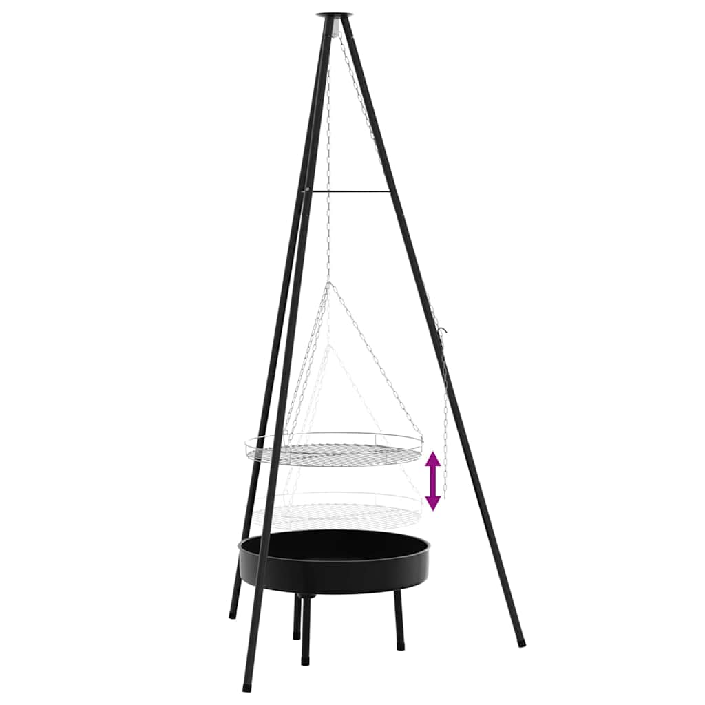 Tűzrakó állvány Fekete 92 x 92 x 171,5 cm Fém