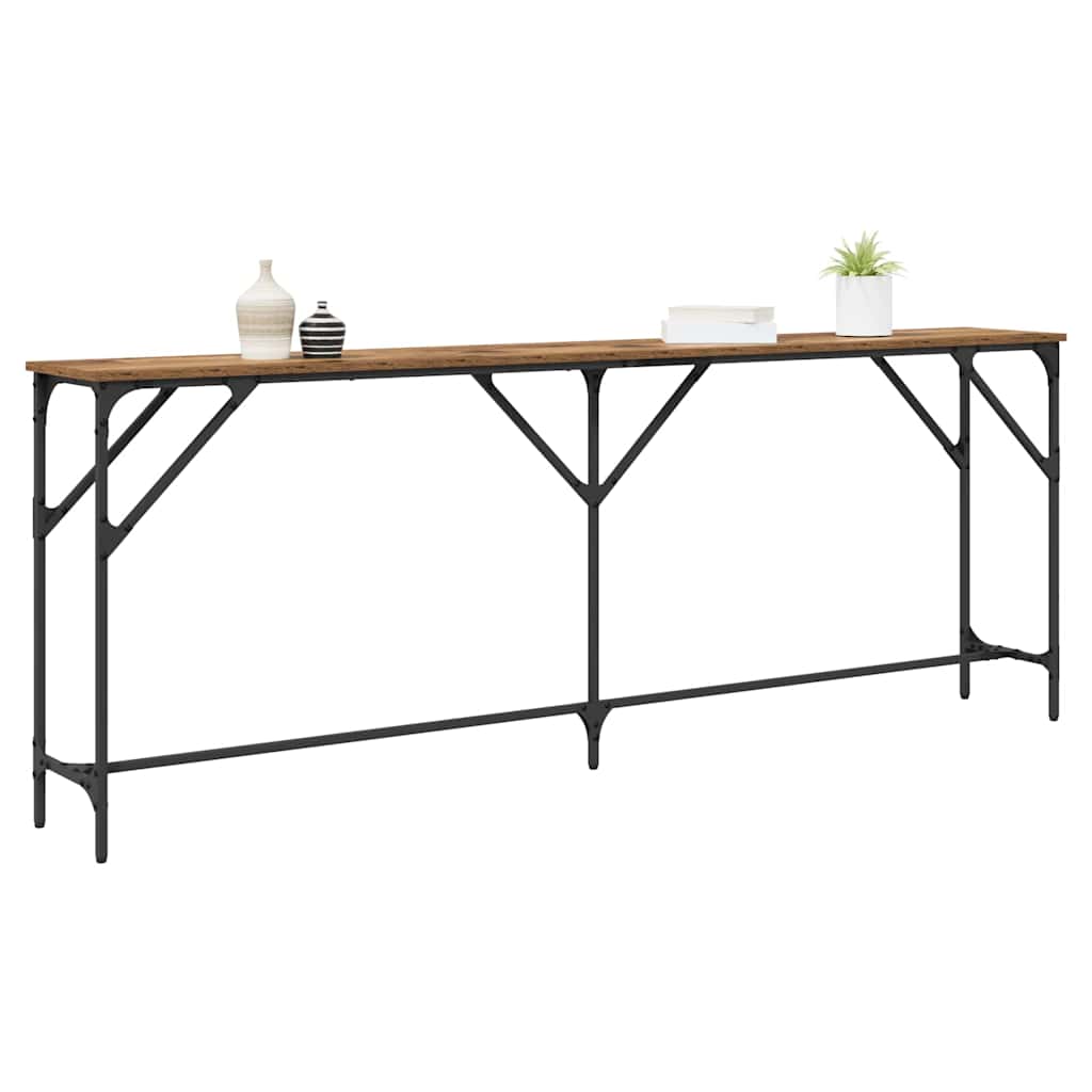 Konzolasztal Öreg fa 200 x 29 x 75 cm Műgyantás fa és fém