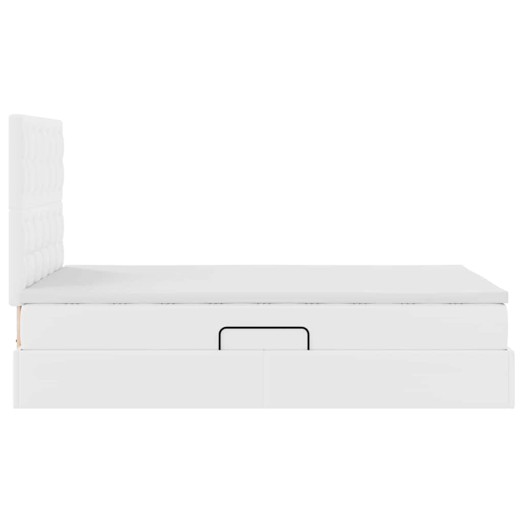 Ágy tárolóval és LED lámpával Fehér 120 x 190 cm Műbőr