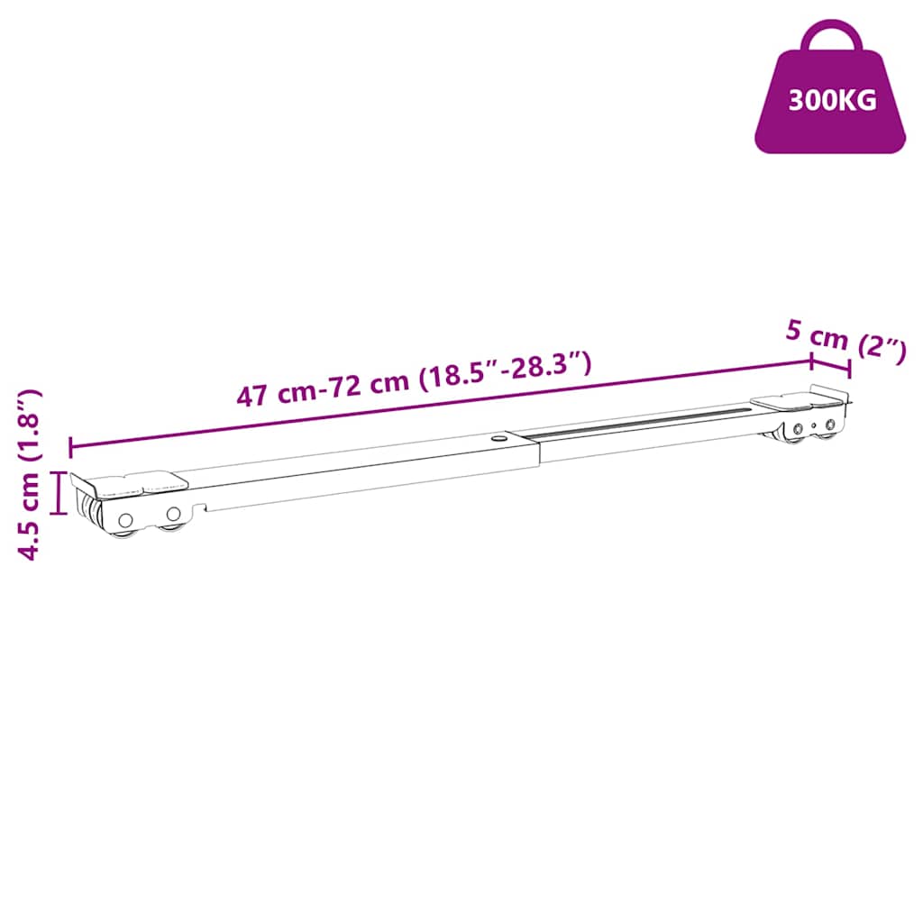 Mosógépállvány 2 pcs Ezüst 72 x 5 x 4.5 cm Acél
