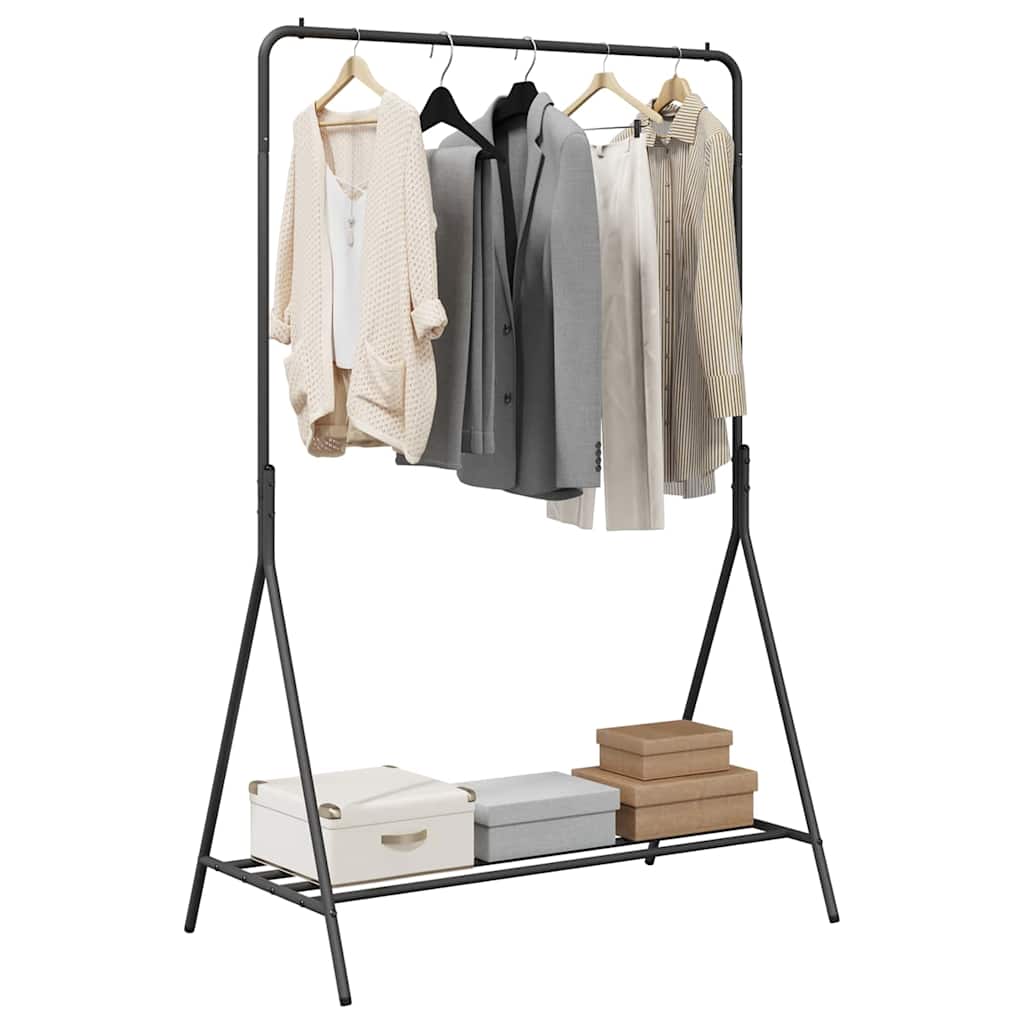 Ruhafogó polcokkal tárolóval Fekete 100 x 56 x 154 cm Acél