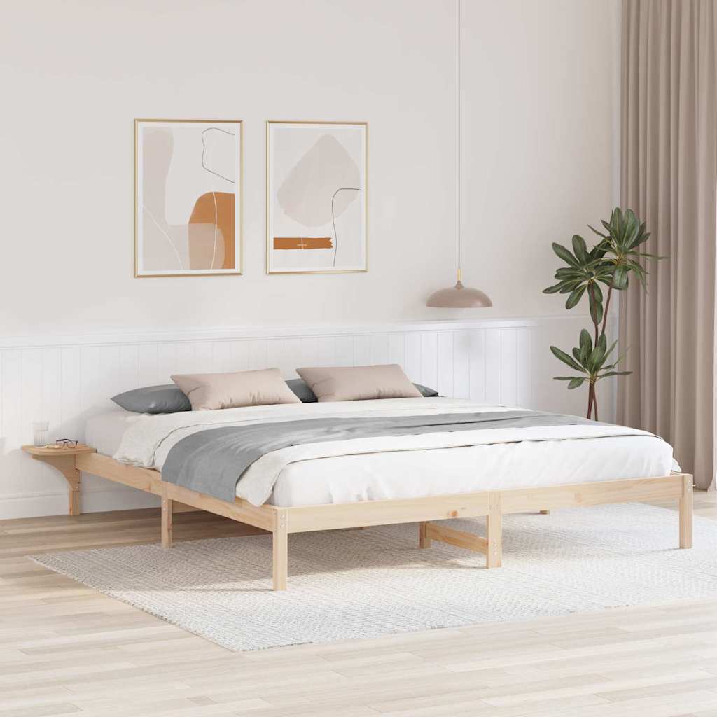 Ágykeret éjjeli szekrényekkel Barna 200 x 200 cm Barna