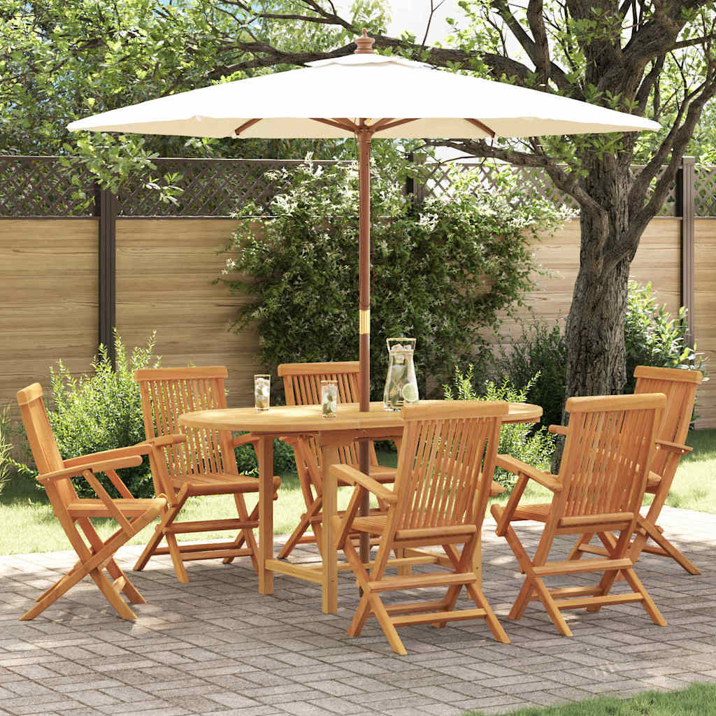 Kert étkező szett 7 pcs Barna 160 x 80 x 75 cm Tömör tíkfa