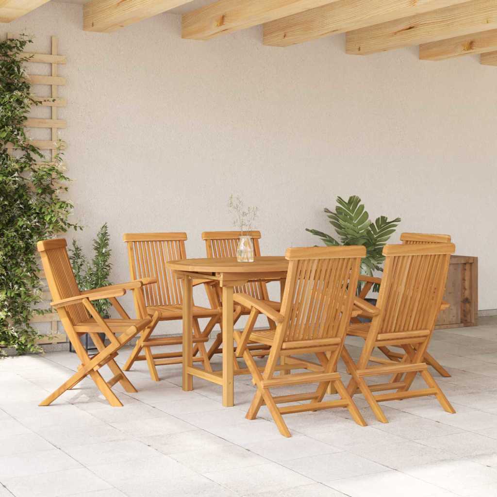 Kert étkező szett 7 pcs Barna 160 x 80 x 75 cm Tömör tíkfa