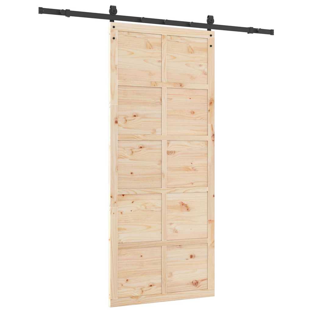 Csúszó ajtó Barna 90 x 208 cm Tömör fenyőfa