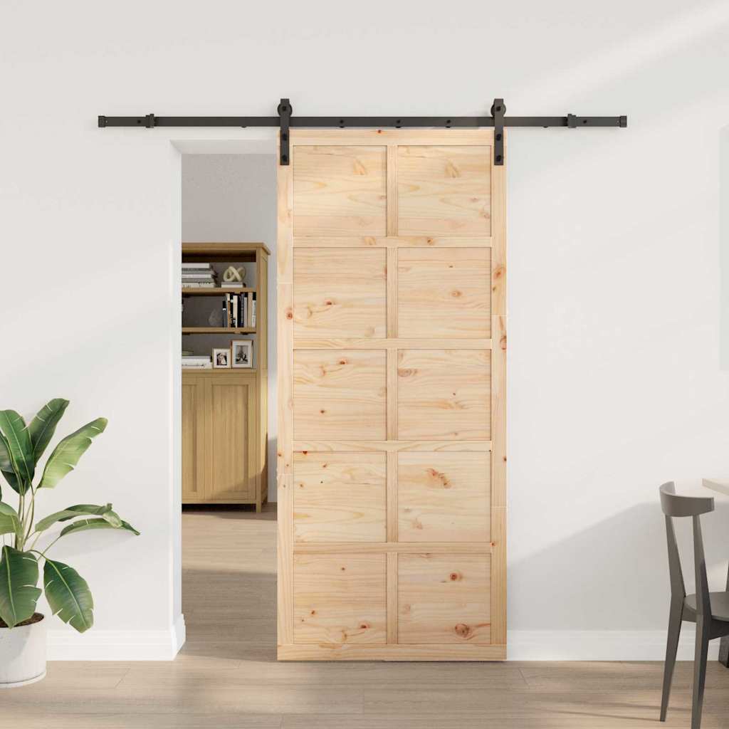 Csúszó ajtó Barna 80 x 208 cm Tömör fenyőfa