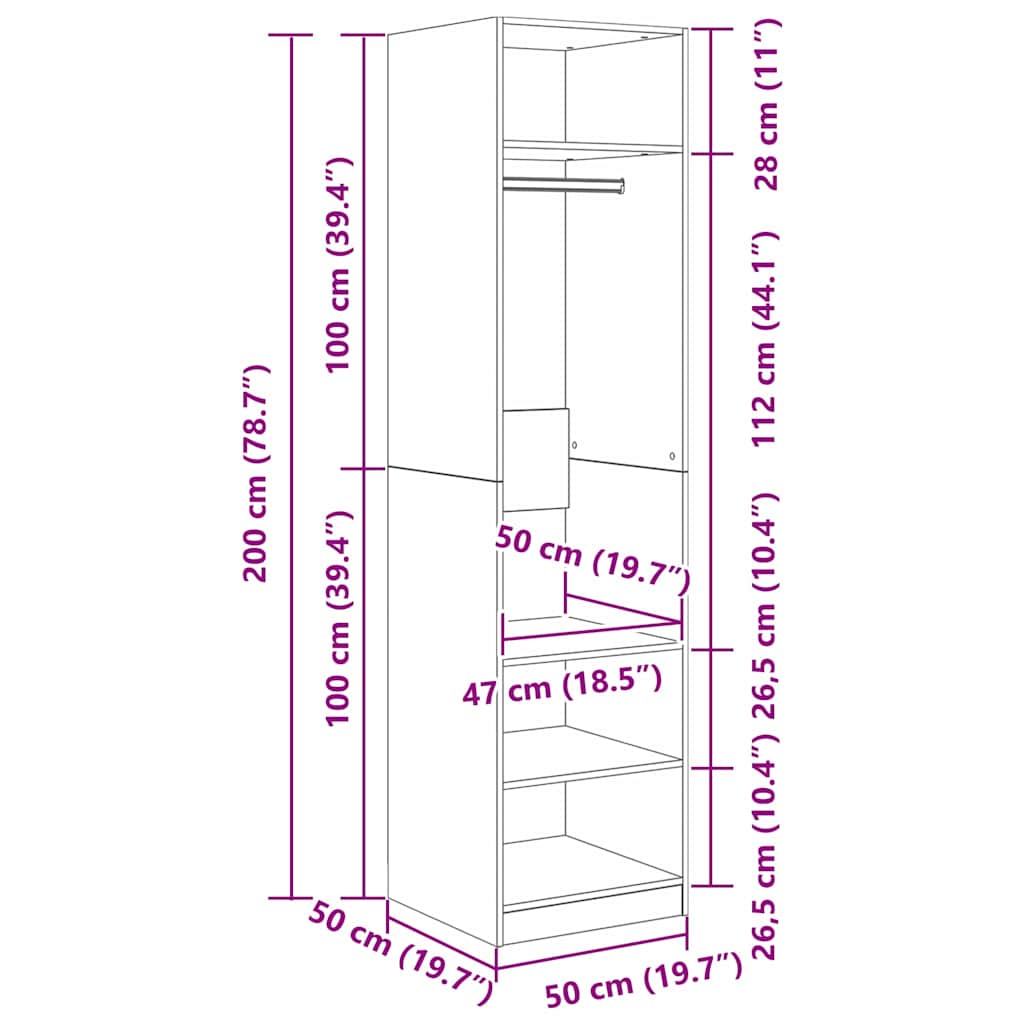 Ruhásszekrény tárolóval Musta tammi Faanyag
