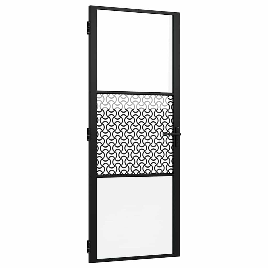 Belső Ajtó Fekete 83 x 201.5 cm Edzett üveg és Alumínium