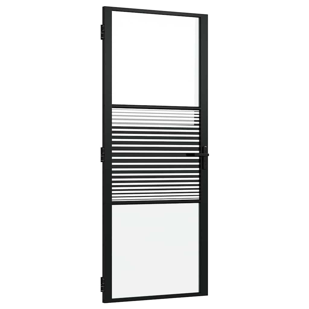 Belső Ajtó Fekete 83 x 201.5 cm Edzett üveg és Alumínium