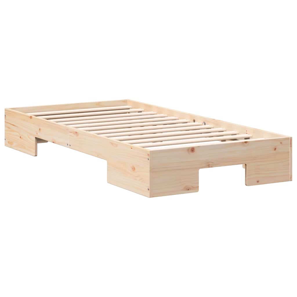 Földi ágykeret tárolóval Barna 90 x 200 cm Tömör fenyőfa