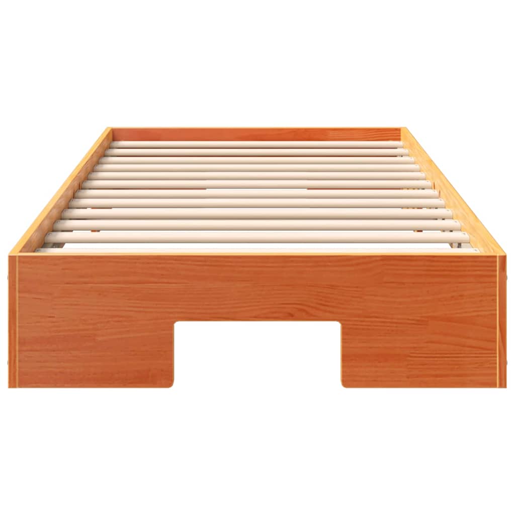 Földi ágykeret tárolóval Barna 90 x 200 cm Tömör fenyőfa