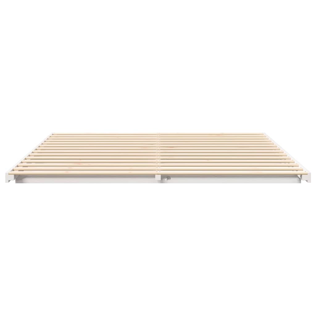Földi ágykeret Fehér 200 x 200 cm Tömör fenyőfa
