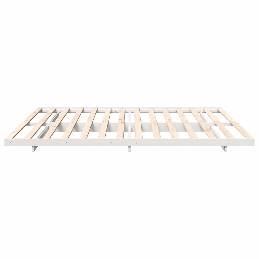 Földi ágykeret Fehér 200 x 200 cm Tömör fenyőfa
