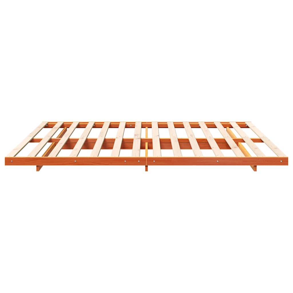 Földi ágykeret Viaszbarna 200 x 200 cm Tömör fenyőfa