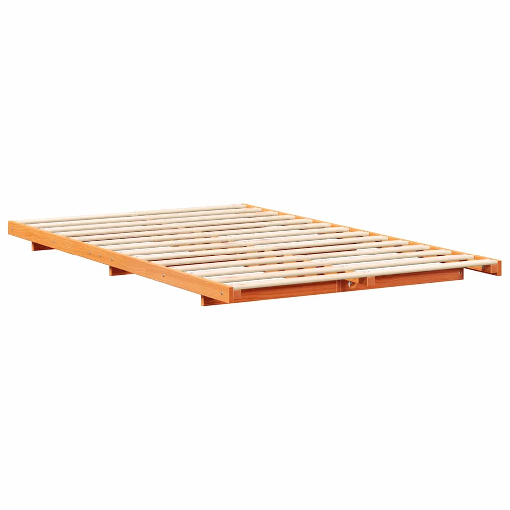 Földi ágykeret Viaszbarna 120 x 200 cm Tömör fenyőfa