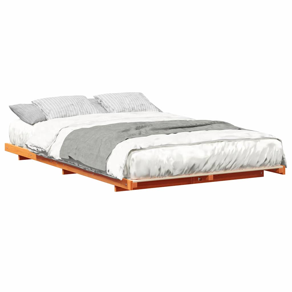 Földi ágykeret Viaszbarna 140 x 190 cm Tömör fenyőfa