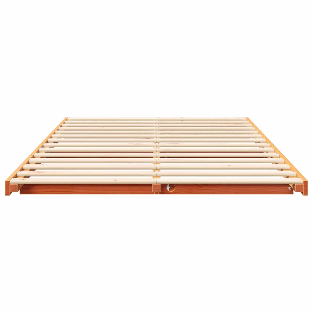 Földi ágykeret Viaszbarna 135 x 190 cm Tömör fenyőfa