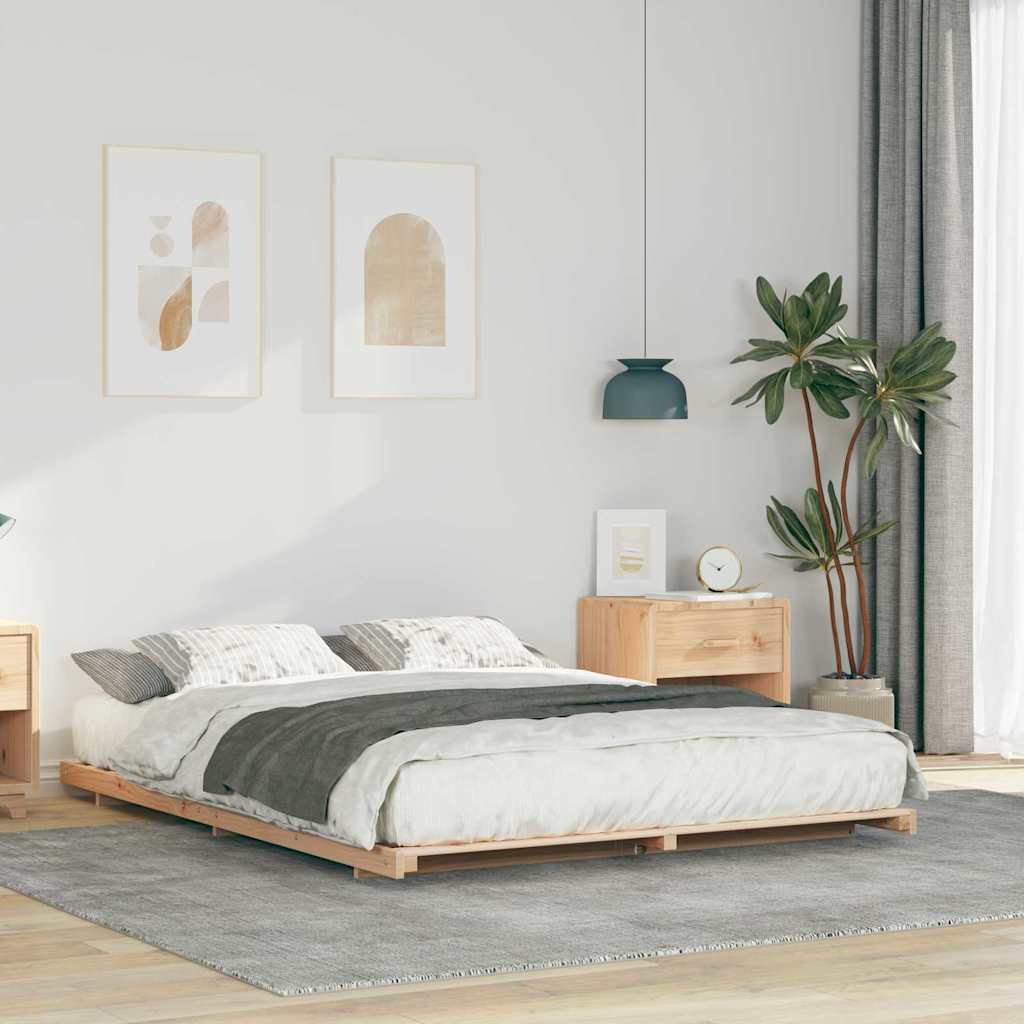Földi ágykeret Barna 160 x 210 cm Tömör fenyőfa