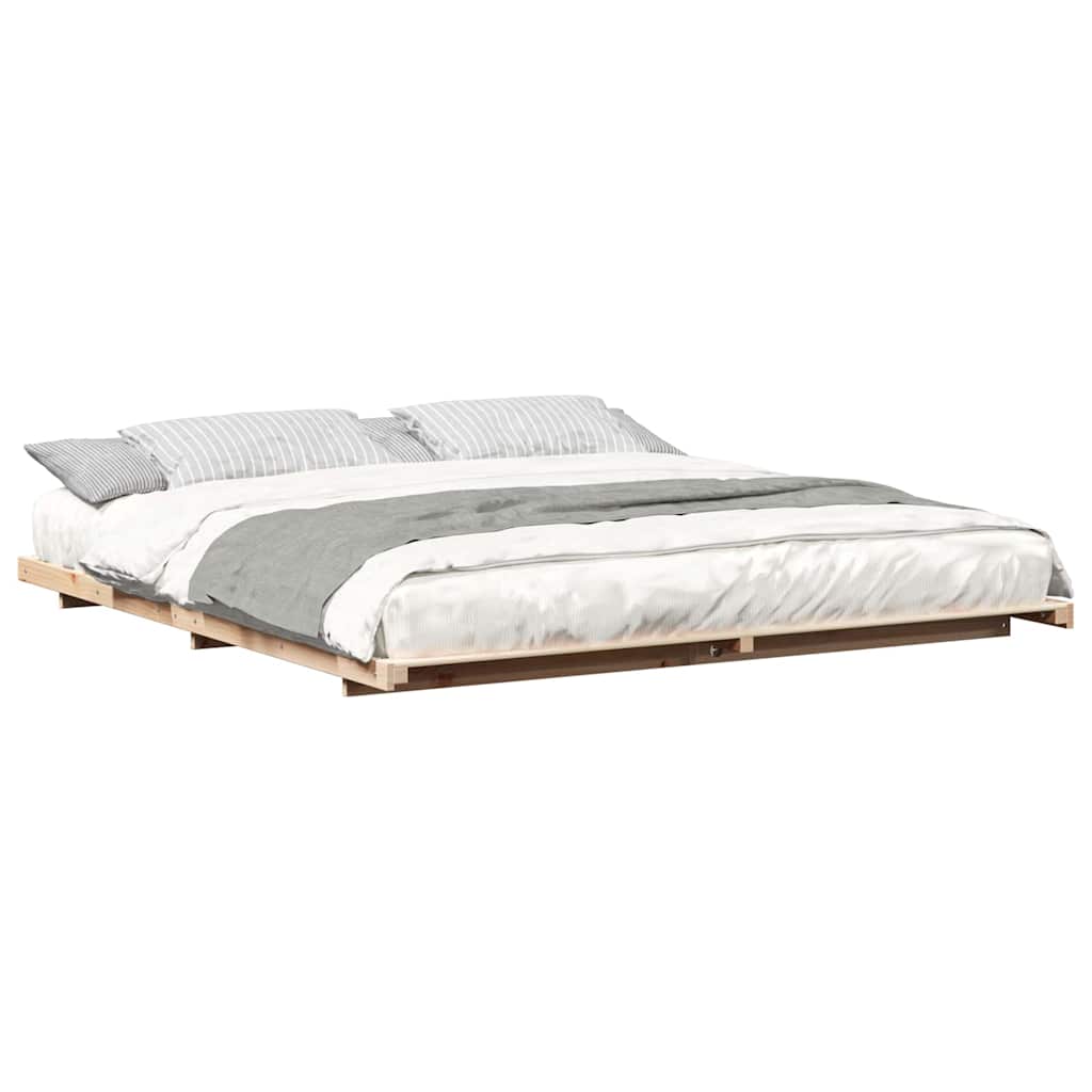 Földi ágykeret Barna 200 x 210 cm Tömör fenyőfa