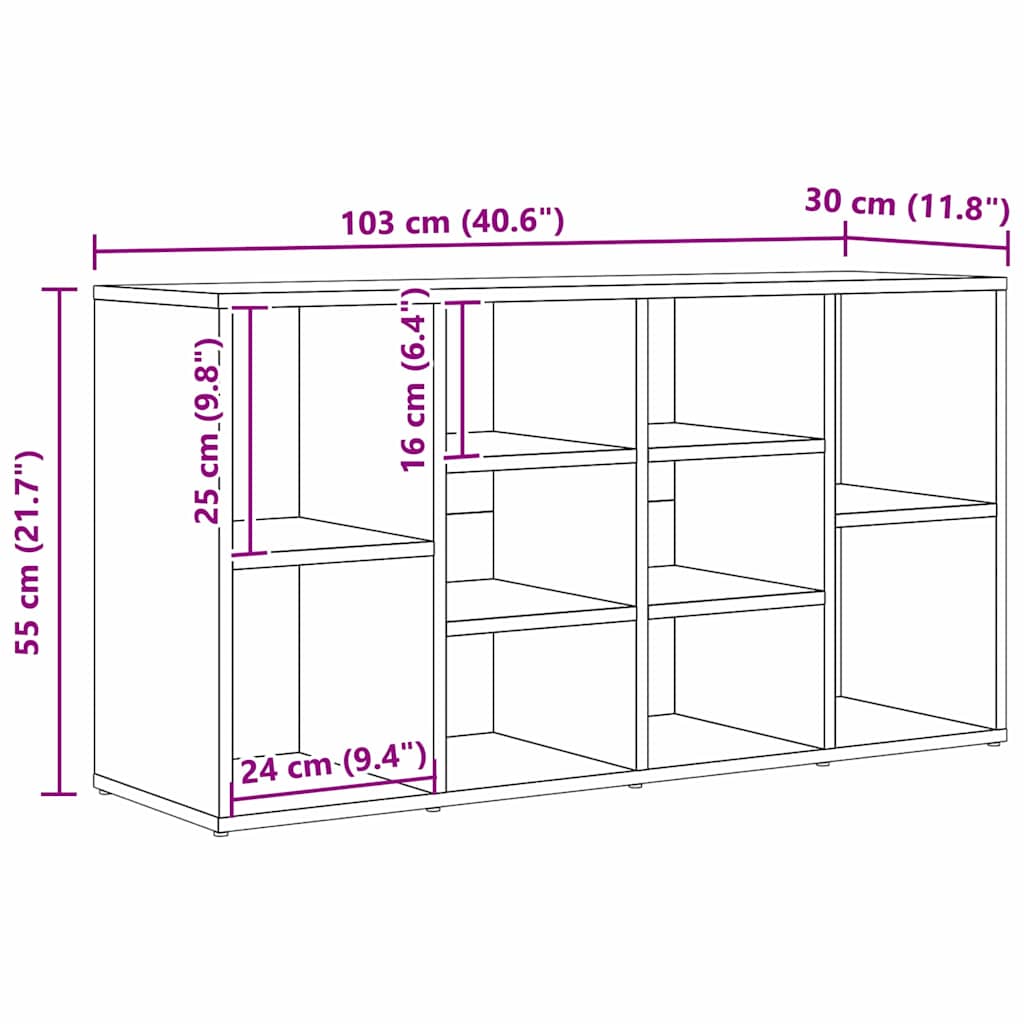 Cipőpad polcokkal kézműves tölgy 103 x 30 x 54.5 cm Faanyag