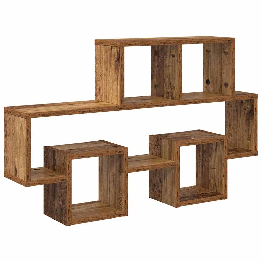 Falpolc polcokkal tárolóval Régi fa 82 x 15 x 51 cm Faanyag
