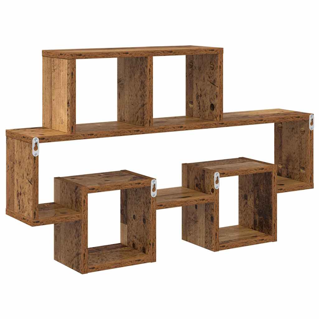 Falpolc polcokkal tárolóval Régi fa 82 x 15 x 51 cm Faanyag