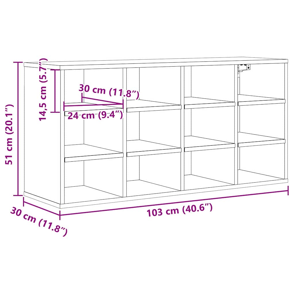 Cipőszekrény polcokkal Régi fa 103 x 30 x 51 cm Faanyag