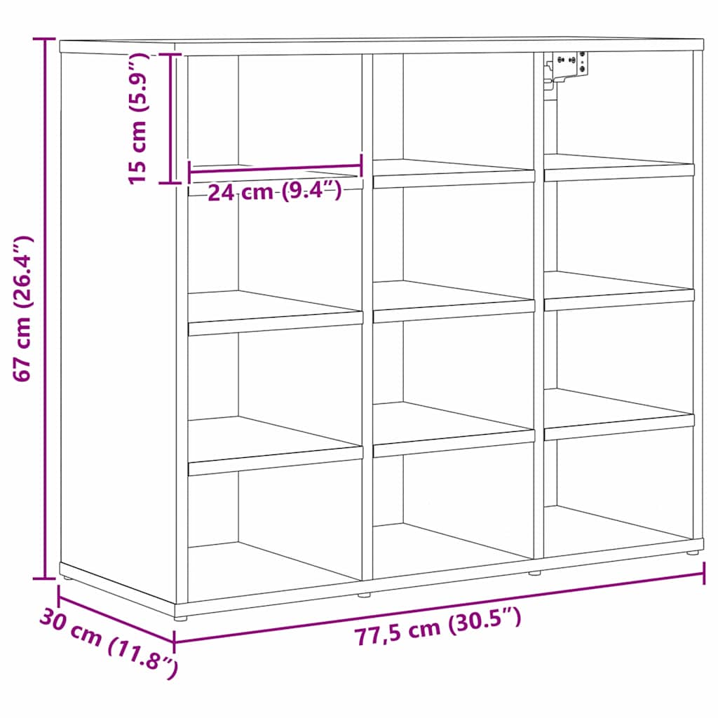 Cipőszekrény polcokkal Musta tammi 77.5 x 30 x 67 cm Faanyag