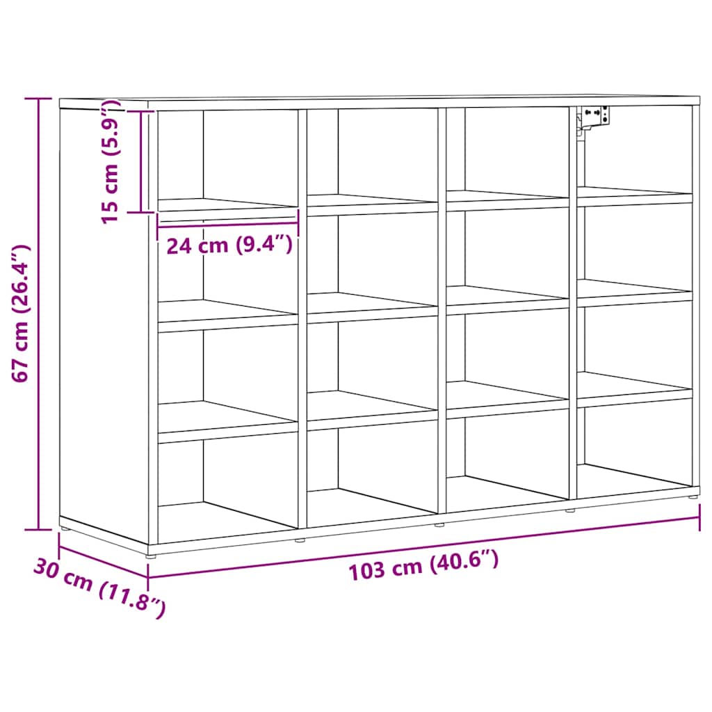 Cipőszekrény polcokkal tárolóval Régi fa 103x30x51 cm Faanyag