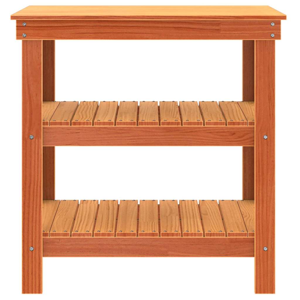 Munkapad polcokkal Viaszbarna 78.5 x 50 x 80 cm Tömör fenyőfa