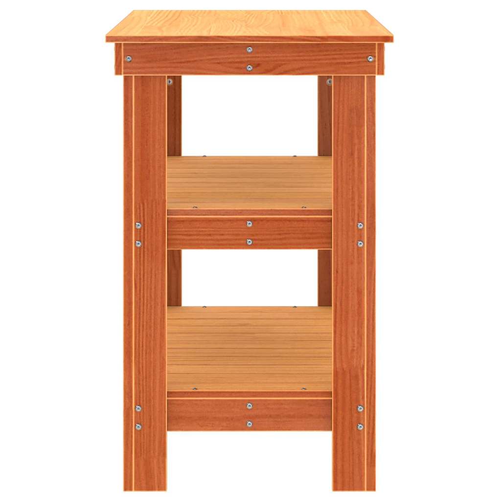 Munkapad polcokkal Viaszbarna 78.5 x 50 x 80 cm Tömör fenyőfa