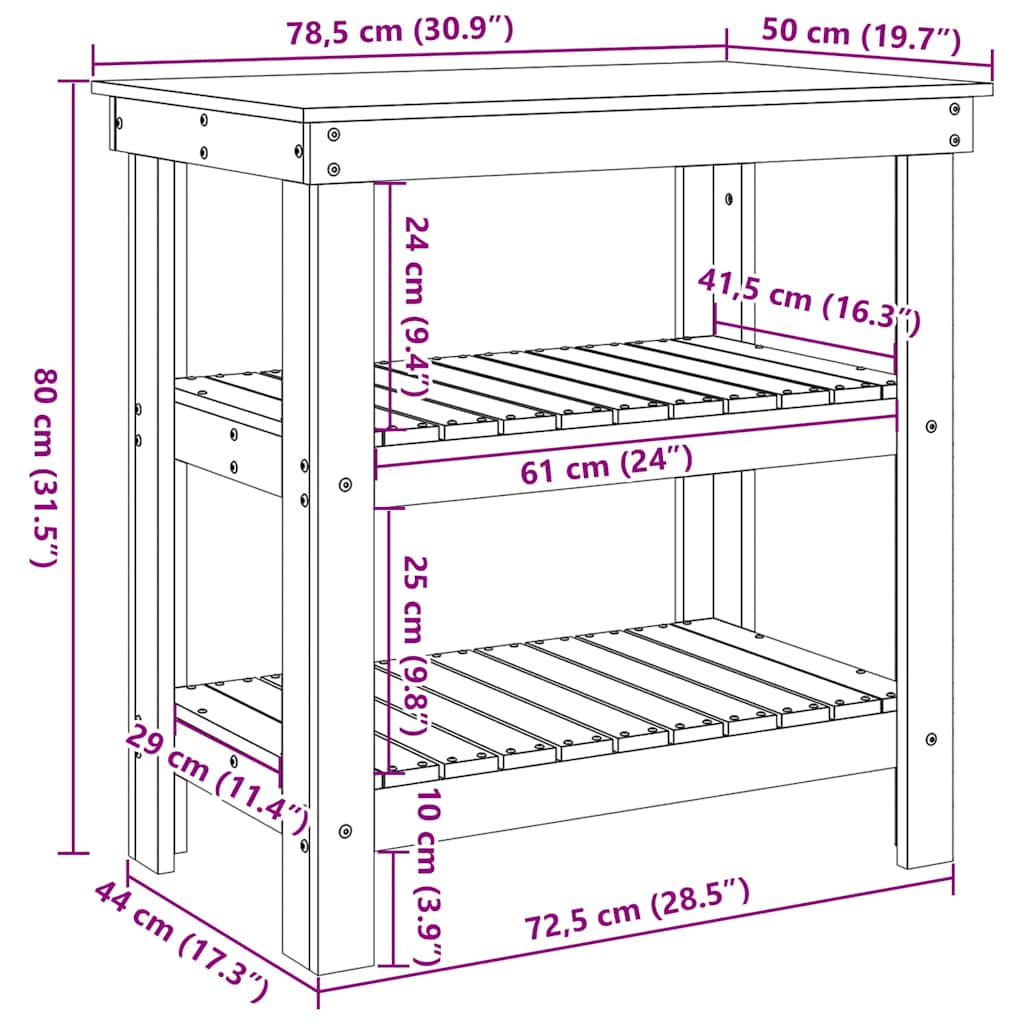 Munkapad polcokkal Viaszbarna 78.5 x 50 x 80 cm Tömör fenyőfa