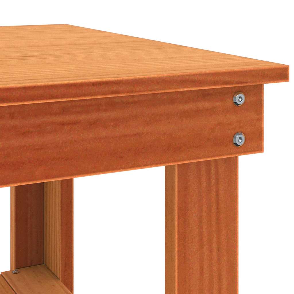 Munkapad polcokkal Viaszbarna 110.5 x 50 x 80 cm Tömör fenyőfa