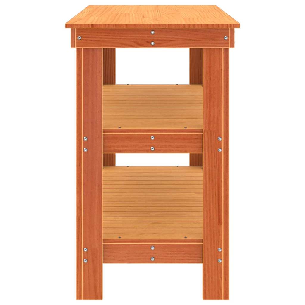 Munkapad polcokkal Viaszbarna 110.5 x 50 x 80 cm Tömör fenyőfa
