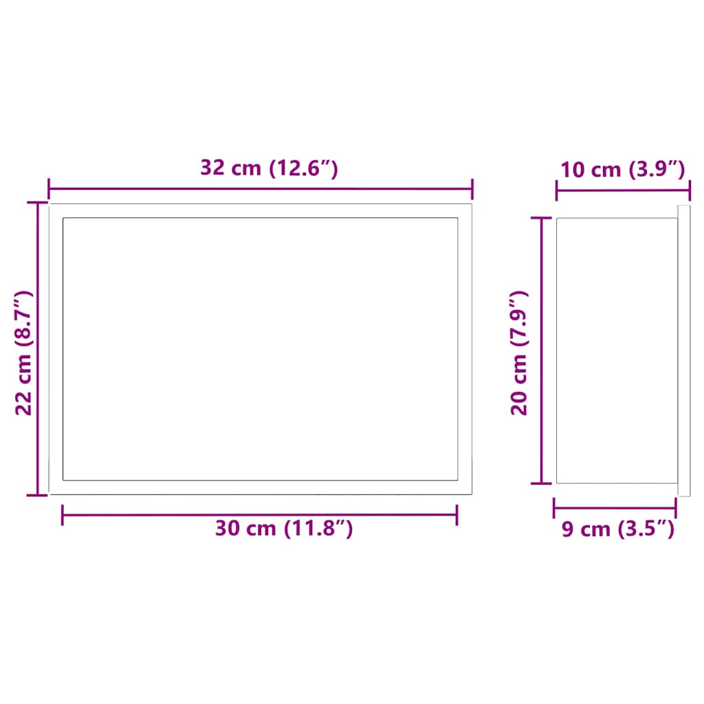Zuhany Niche Fekete 30 x 20 x 9.5 cm Rozsdamentes acél
