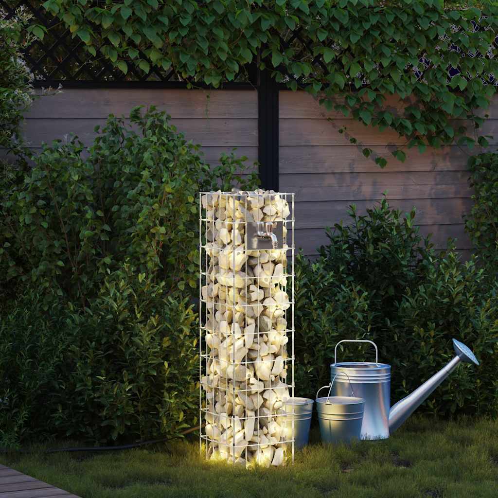 Gabion Oszlop Ezüst 25 x 25 x 100 cm Rozsdamentes acél