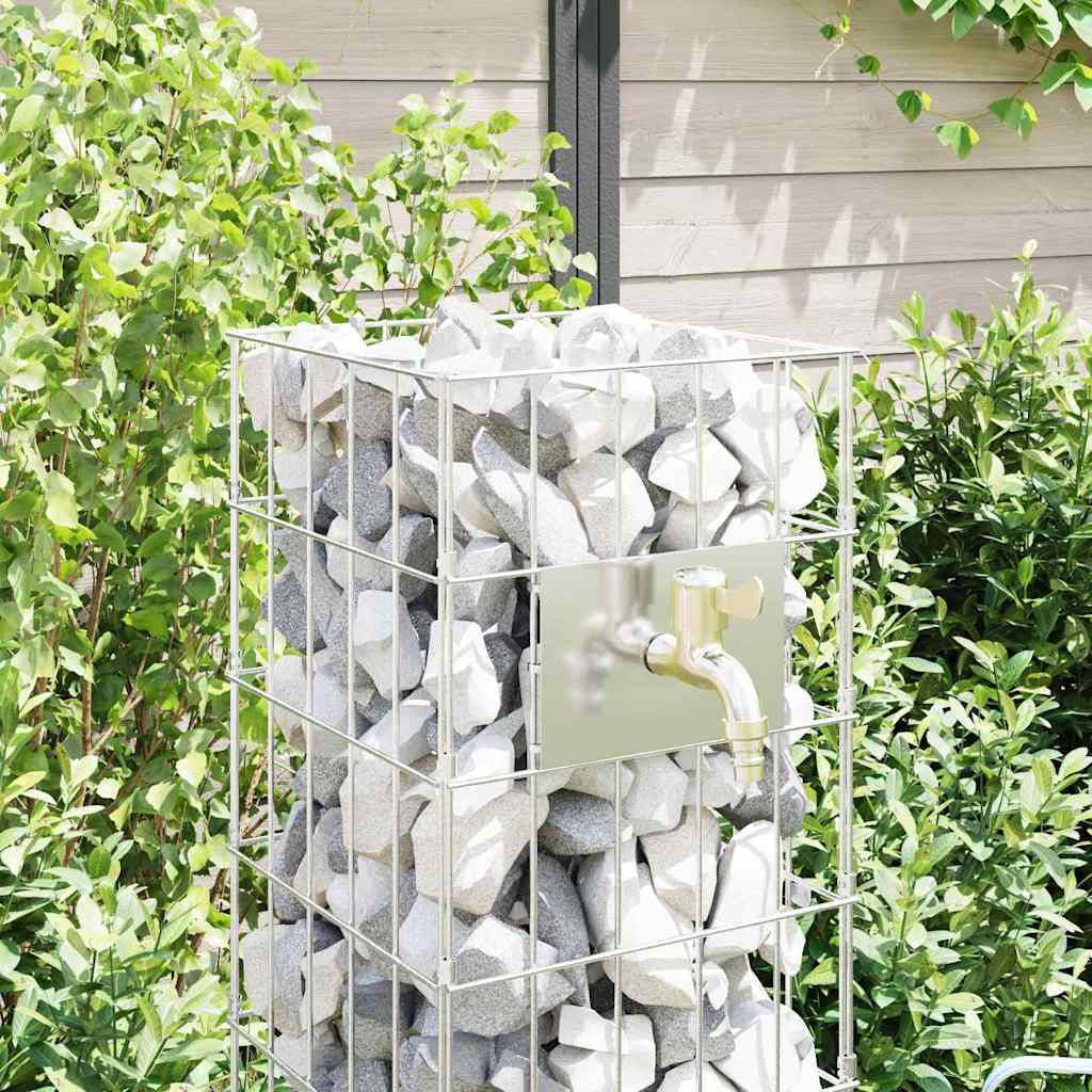 Gabion Oszlop Ezüst 25 x 25 x 100 cm Rozsdamentes acél