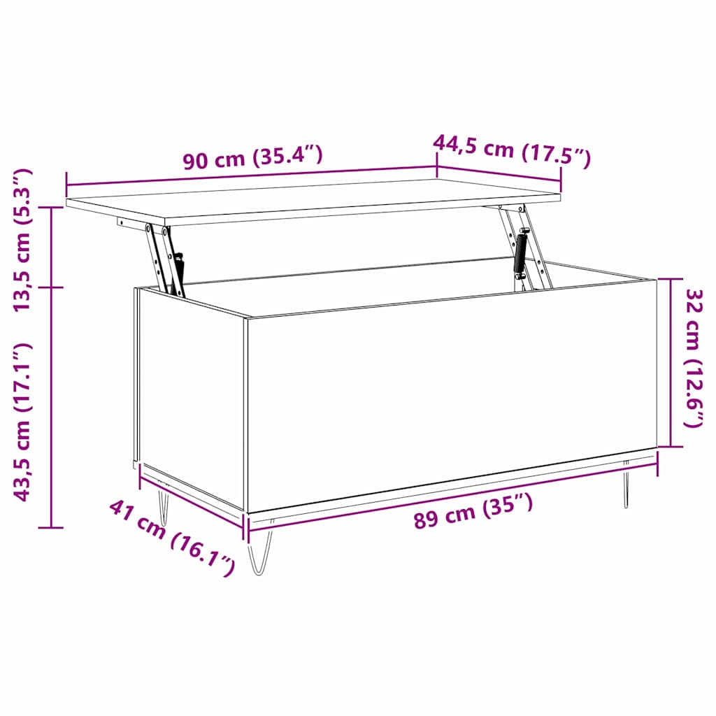 Dohányzóasztal Musta tammi 90 x 44.5 x 45 cm Faanyag