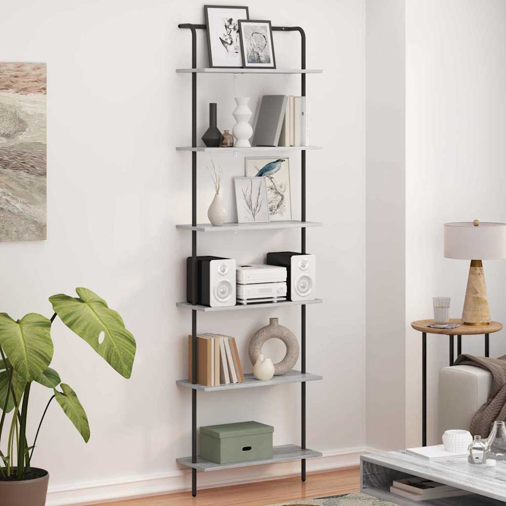 Könyvespolc Szürke sonoma 60 x 24 x 203 cm Faanyag