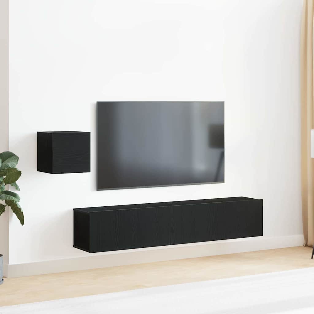 TV Szekrény Készlet 4 pcs Musta tammi 80 x 30 x 30 cm Faanyag